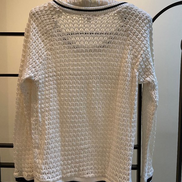 Ella Moss White Sweater with Black Trim - Picture 2 of 2